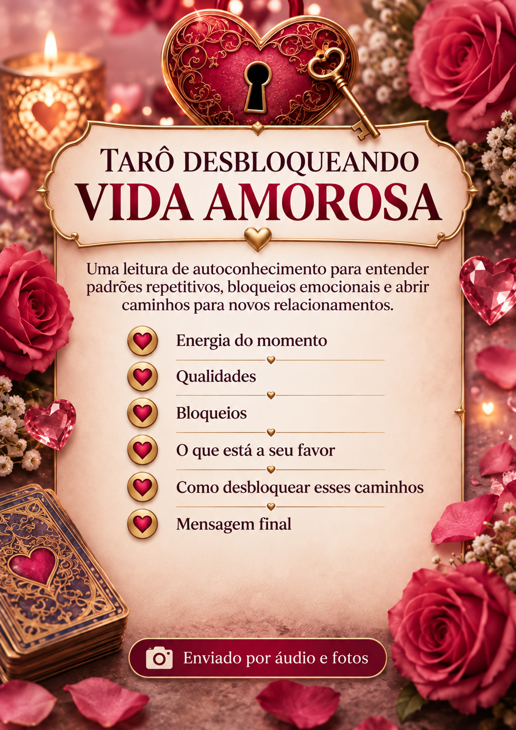 Informações da leitura Tarô Desbloqueando Vida Amorosa